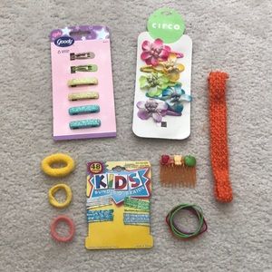 Assorted Girls Hair Accessories: Pins, Clips, Ties